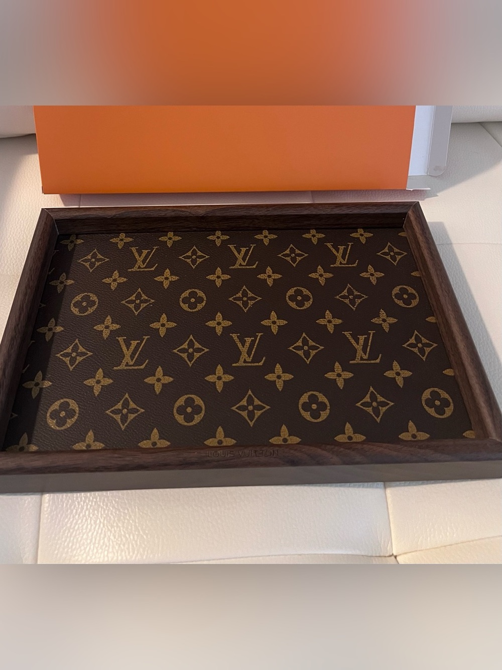 Louis Vuitton Monogram Wood Serving Tray in Brown and Gold - Picture 3 of 3